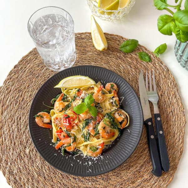 Pasta med tigerrejer